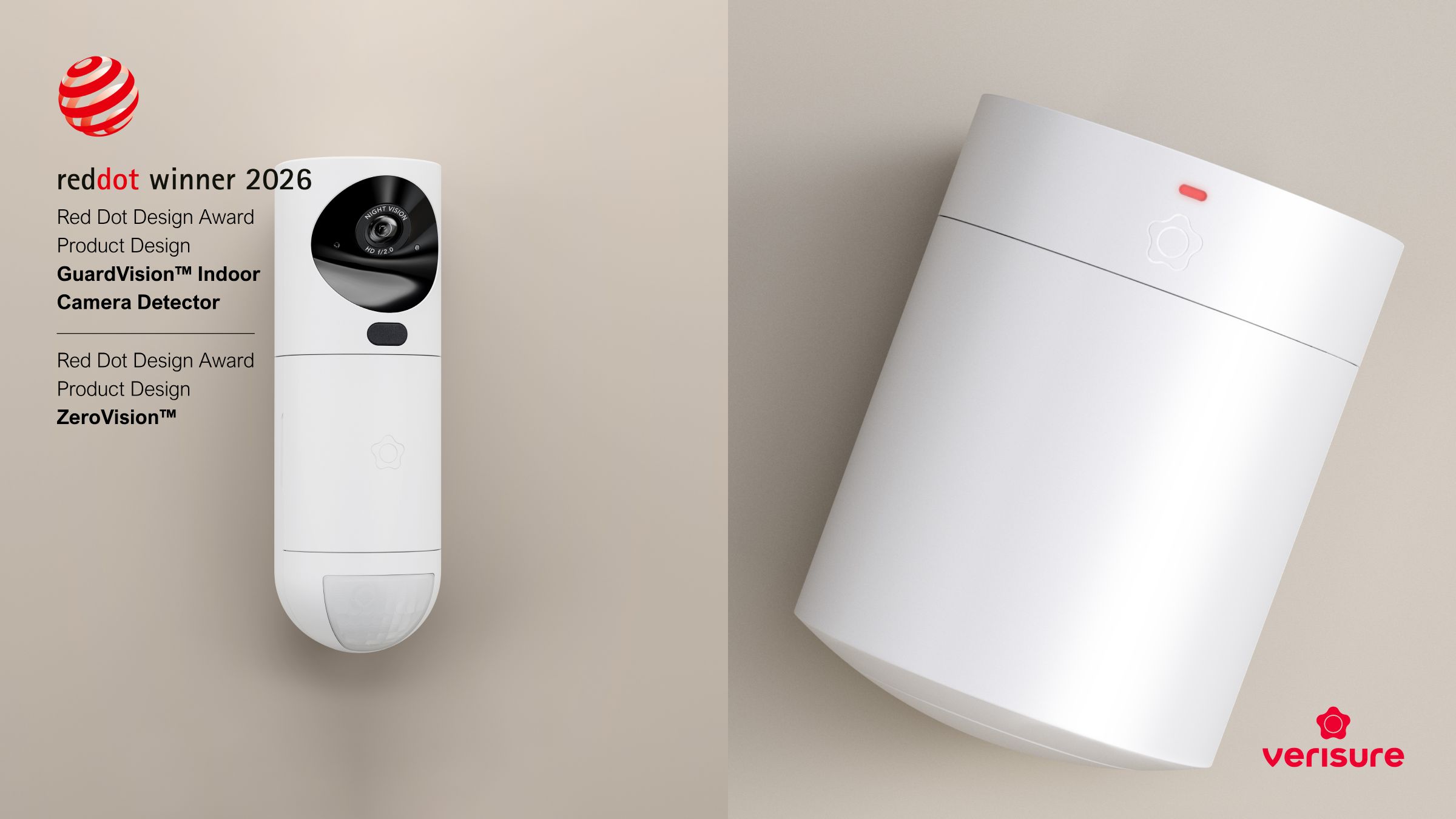 Verisure GuardVision™ and ZeroVision™ devices win 2026 Red Dot Design awards Verisure GuardVision™ and ZeroVision™ devices win 2026 Red Dot Design awards